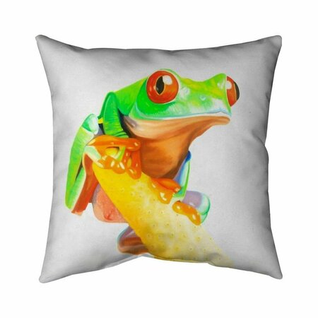 BEGIN HOME DECOR 20 x 20 in. Curious Red Eyed Frog-Double Sided Print Indoor Pillow 5541-2020-AN288